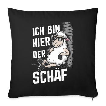 moutons, troupeau de moutons, ferme, agriculteur, berger - Housse de coussin décorative 45 x 45 cm - noir - Devant