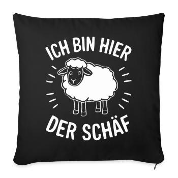 moutons, troupeau de moutons, ferme, agriculteur, berger - Housse de coussin décorative 45 x 45 cm - noir - Devant