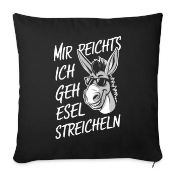 Esel Eselchen Maultier Muli - Sofakissenbezug 45 x 45 cm - Schwarz - Vorne