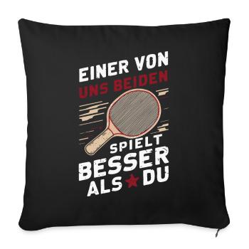 Tennis de table Joueur de tennis de table - Housse de coussin décorative 45 x 45 cm - noir - Devant