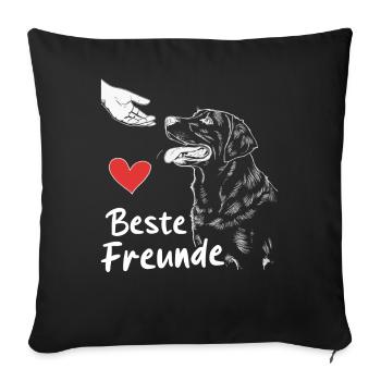 Labrador Chien Chiens - Housse de coussin décorative 45 x 45 cm - noir - Devant