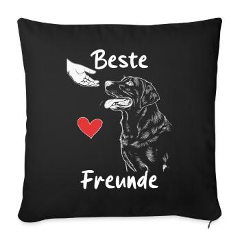 Labrador Chien Chiens - Housse de coussin décorative 45 x 45 cm - noir - Devant