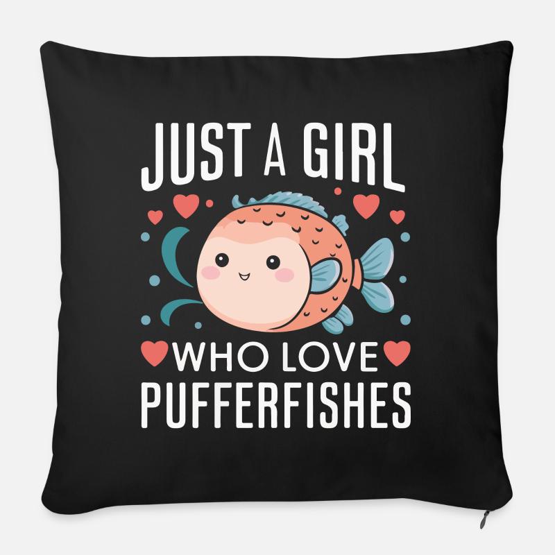 Pufferfish, Pufferfish, Fish, Ocean, Animal - Sofa pillowcase 17,3'' x 17,3'' (45 x 45 cm) - black