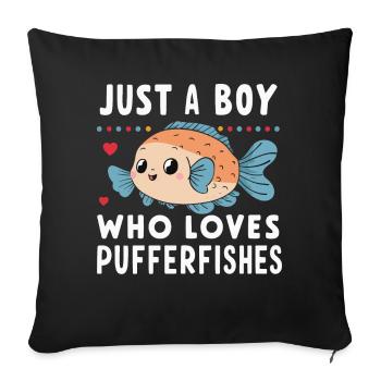 Pufferfish, Pufferfish, Fish, Ocean, Animal - Sofa pillowcase 17,3'' x 17,3'' (45 x 45 cm) - black - Front