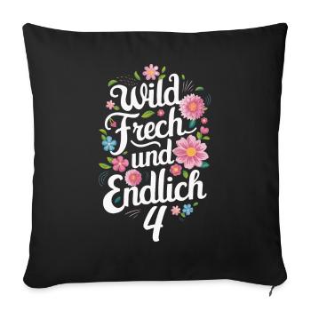 Birthday gift 4 years children's birthday - Sofa pillowcase 17,3'' x 17,3'' (45 x 45 cm) - black - Front