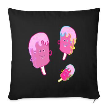 Crème glacée d’été Crème glacée Crème glacée enfant - Housse de coussin décorative 45 x 45 cm - noir - Devant