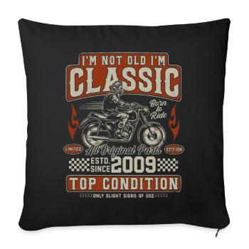 Moto rétro vintage classique 2009 - Housse de coussin décorative 45 x 45 cm - noir - Devant
