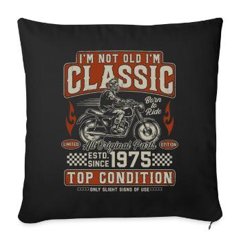 Classic 1975 Vintage Vintage Retro Motorcycle - Sofa pillowcase 17,3'' x 17,3'' (45 x 45 cm) - black - Front