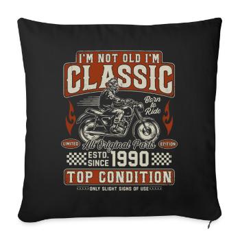 Moto rétro vintage classique des années 1990 - Housse de coussin décorative 45 x 45 cm - noir - Devant
