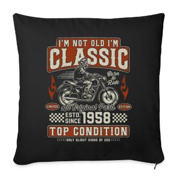 Moto rétro vintage classique de 1958 - Housse de coussin décorative 45 x 45 cm - noir - Devant