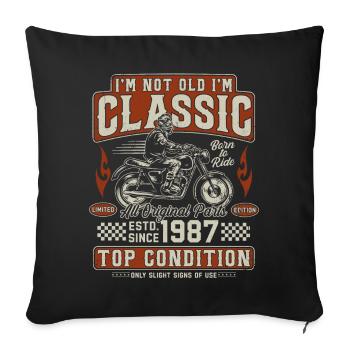 Classique 1987 Vintage Vintage Rétro Moto - Housse de coussin décorative 45 x 45 cm - noir - Devant