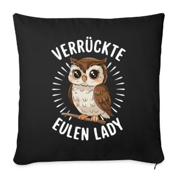oiseau de nuit hibou hibou oiseau - Housse de coussin décorative 45 x 45 cm - noir - Devant