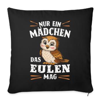 oiseau de nuit hibou hibou oiseau - Housse de coussin décorative 45 x 45 cm - noir - Devant