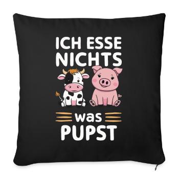 Végétarien Végétalien Bien-être animal Droits des animaux Veggie - Housse de coussin décorative 45 x 45 cm - noir - Devant
