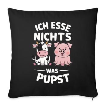 Végétarien Végétalien Bien-être animal Droits des animaux Veggie - Housse de coussin décorative 45 x 45 cm - noir - Devant
