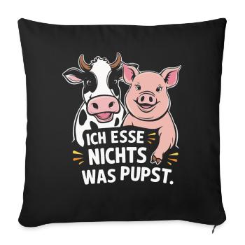 Végétarien Végétalien Bien-être animal Droits des animaux Veggie - Housse de coussin décorative 45 x 45 cm - noir - Devant