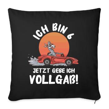 Birthday Gift 6 Years Children's Birthday - Sofa pillowcase 17,3'' x 17,3'' (45 x 45 cm) - black - Front