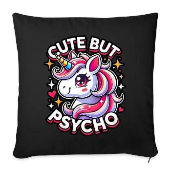 Licorne mignonne mais psychopathe adorable design kawaii - Housse de coussin décorative 45 x 45 cm - noir - Devant