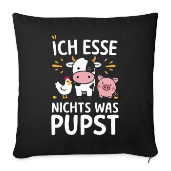 Végétarien Végétalien Bien-être animal Droits des animaux Veggie - Housse de coussin décorative 45 x 45 cm - noir - Devant
