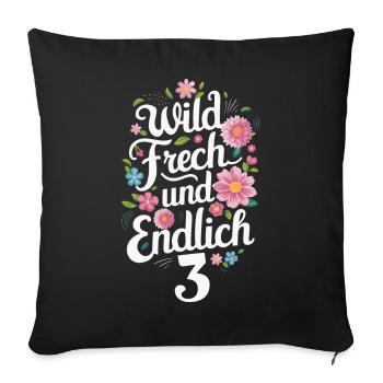 Birthday Gift 3 Years Children's Birthday - Sofa pillowcase 17,3'' x 17,3'' (45 x 45 cm) - black - Front