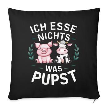 Végétarien Végétalien Bien-être animal Droits des animaux Veggie - Housse de coussin décorative 45 x 45 cm - noir - Devant