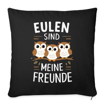 oiseau de nuit hibou hibou oiseau - Housse de coussin décorative 45 x 45 cm - noir - Devant