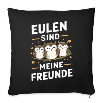oiseau de nuit hibou hibou oiseau - Housse de coussin décorative 45 x 45 cm - noir - Devant