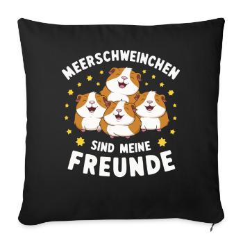 Meerschweinchen Kurzhaar Langhaar Crested Hunde - Sofakissenbezug 45 x 45 cm - Schwarz - Vorne