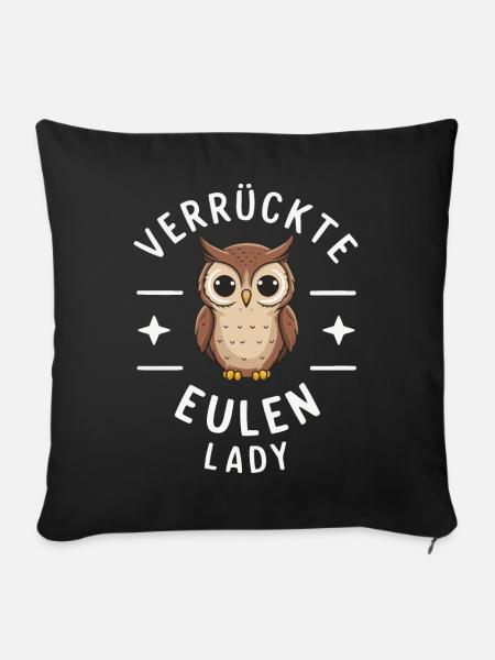 Nachteule Eule Eulen Vogel - Sofakissenbezug 45 x 45 cm - Schwarz