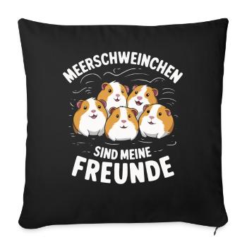 Meerschweinchen Kurzhaar Langhaar Crested Hunde - Sofakissenbezug 45 x 45 cm - Schwarz - Vorne