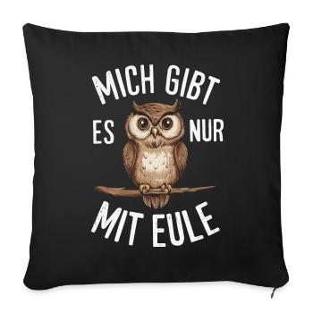 oiseau de nuit hibou hibou oiseau - Housse de coussin décorative 45 x 45 cm - noir - Devant