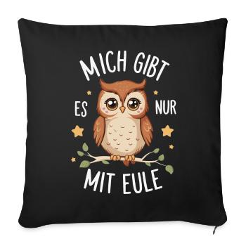 oiseau de nuit hibou hibou oiseau - Housse de coussin décorative 45 x 45 cm - noir - Devant