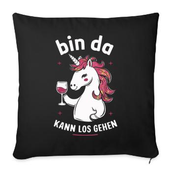 Einhorn Einhörner Fabelwesen Mystisch - Sofakissenbezug 45 x 45 cm - Schwarz - Vorne