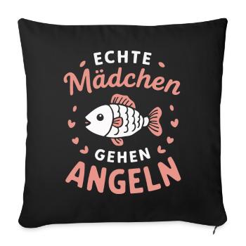 pêcheur pêcheur pêche pêche poisson - Housse de coussin décorative 45 x 45 cm - noir - Devant