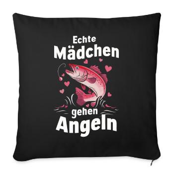 pêcheur pêcheur pêche pêche poisson - Housse de coussin décorative 45 x 45 cm - noir - Devant