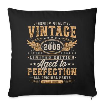 Vintage 2008 Vintage Born Birthday Gift - Sofa pillowcase 17,3'' x 17,3'' (45 x 45 cm) - black - Front