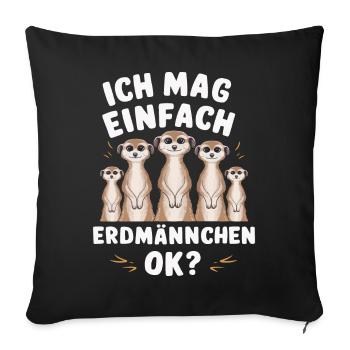 Meerkat Scratching Animal - Sofa pillowcase 17,3'' x 17,3'' (45 x 45 cm) - black - Front