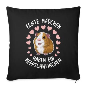 Meerschweinchen Kurzhaar Langhaar Crested Hunde - Sofakissenbezug 45 x 45 cm - Schwarz - Vorne