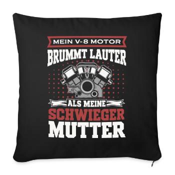 V8 Engine 8 Cylinder Displacement Car Tuning Tuner - Sofa pillowcase 17,3'' x 17,3'' (45 x 45 cm) - black - Front