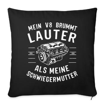 V8 Engine 8 Cylinder Displacement Car Tuning Tuner - Sofa pillowcase 17,3'' x 17,3'' (45 x 45 cm) - black - Front