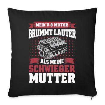 V8 Engine 8 Cylinder Displacement Car Tuning Tuner - Sofa pillowcase 17,3'' x 17,3'' (45 x 45 cm) - black - Front