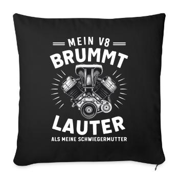 V8 Engine 8 Cylinder Displacement Car Tuning Tuner - Sofa pillowcase 17,3'' x 17,3'' (45 x 45 cm) - black - Front