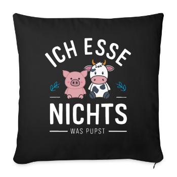 Végétarien Végétalien Bien-être animal Droits des animaux Veggie - Housse de coussin décorative 45 x 45 cm - noir - Devant