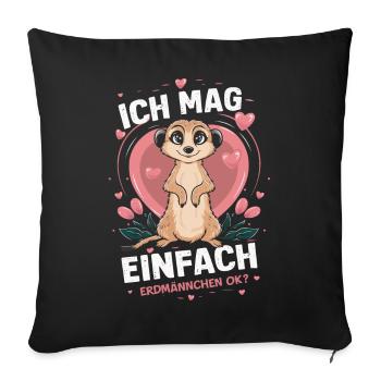 Meerkat Scratching Animal - Sofa pillowcase 17,3'' x 17,3'' (45 x 45 cm) - black - Front