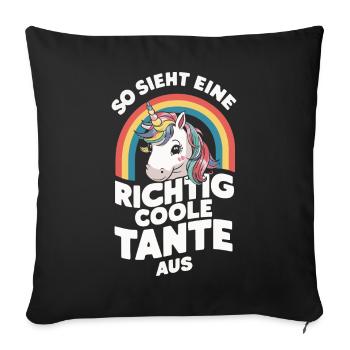 Tante tantes famille marraine - Housse de coussin décorative 45 x 45 cm - noir - Devant