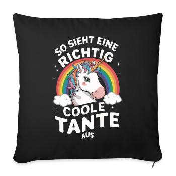 Tante tantes famille marraine - Housse de coussin décorative 45 x 45 cm - noir - Devant