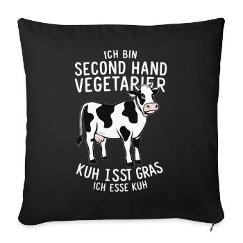 Végétarien Végétalien Bien-être animal Droits des animaux Veggie - Housse de coussin décorative 45 x 45 cm - noir - Devant