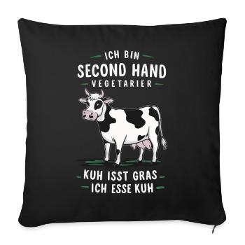Végétarien Végétalien Bien-être animal Droits des animaux Veggie - Housse de coussin décorative 45 x 45 cm - noir - Devant