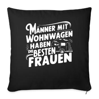 Camping Caravan Camper Motorhome - Sofa pillowcase 17,3'' x 17,3'' (45 x 45 cm) - black - Front