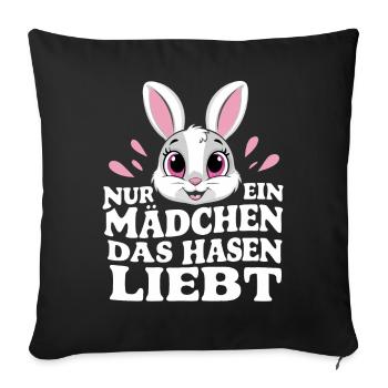 Hase Hasen Kaninchen Haustier - Sofakissenbezug 45 x 45 cm - Schwarz - Vorne